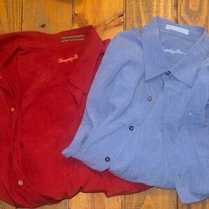 TOMMY BAHAMA 100 percent silk mens BUTTON DOWN SHIRT LOT AMAZING CONDITION LARGE